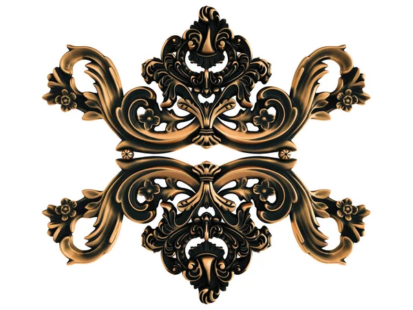 Ornamento Bronze Fundo Branco Isolado Ilustração — Fotografia de Stock