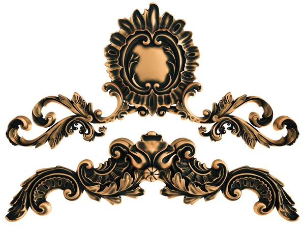 Ornamento Bronze Fundo Branco Isolado Ilustração — Fotografia de Stock