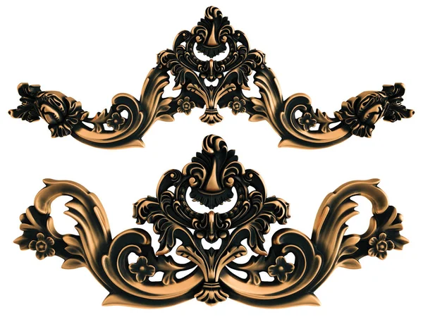 Bronze Ornament Auf Weißem Hintergrund Vereinzelt Illustration — Stockfoto