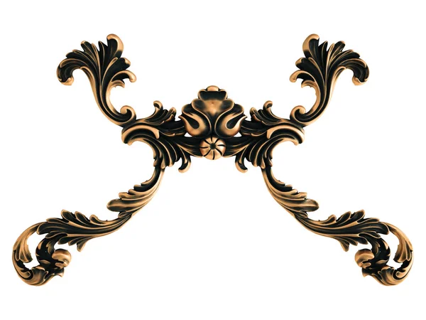 Ornamento Bronze Fundo Branco Isolado Ilustração — Fotografia de Stock