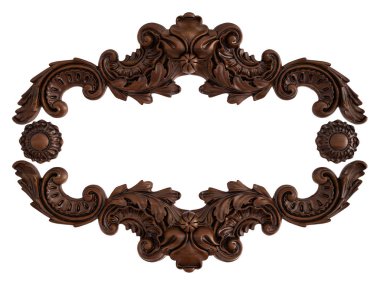 Ahşap süsleme beyaz zemin üzerinde. İzole. 3D çizim