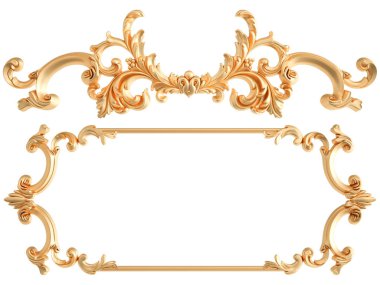 Beyaz zemin üzerine altın süs. İzole