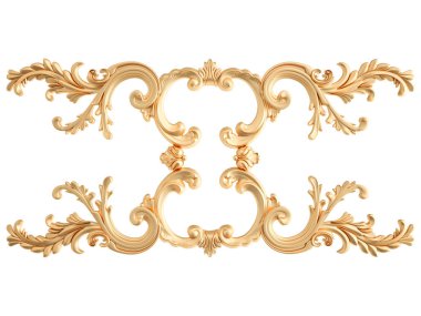 Beyaz zemin üzerine altın süs. İzole