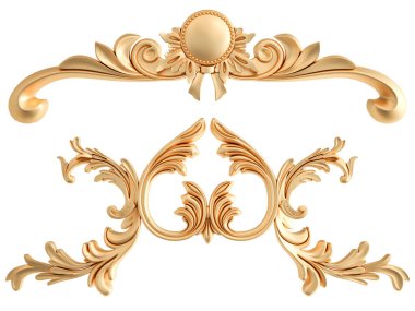 Beyaz zemin üzerine altın süs. İzole