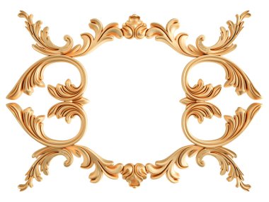 Beyaz zemin üzerine altın süs. İzole