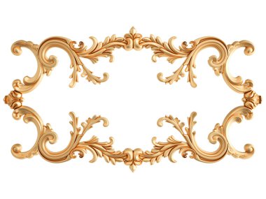 Beyaz zemin üzerine altın süs. İzole