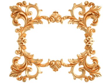 Beyaz zemin üzerine altın süs. İzole