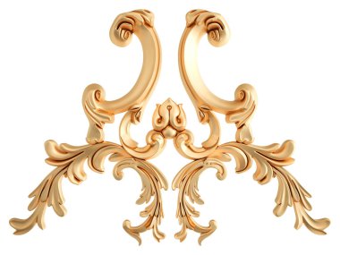 Beyaz zemin üzerine altın süs. İzole