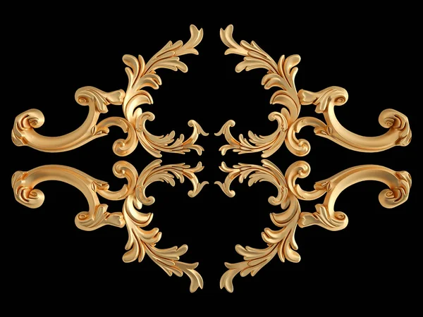 Ornamento in oro su sfondo nero. Isolato — Foto Stock