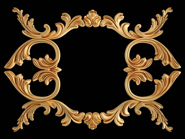 Ornamento in oro su sfondo nero. Isolato — Foto Stock