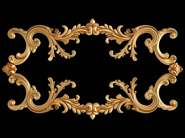 Gold ornament on a black background. Isolated — Stock Photo, Image