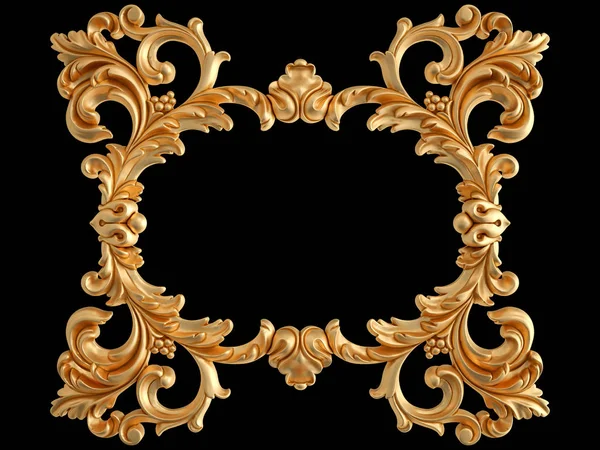 Ornamento in oro su sfondo nero. Isolato — Foto Stock