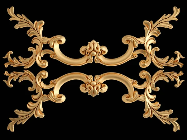 Gold ornament on a black background. Isolated — Stock Photo, Image