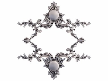 Beyaz bir arka plan üzerinde krom süsleme. İzole