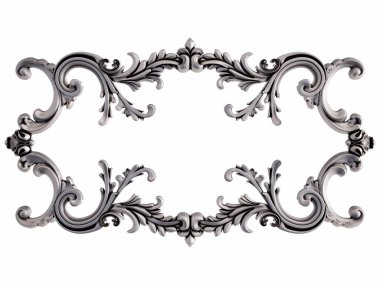 Beyaz bir arka plan üzerinde krom süsleme. İzole