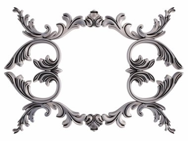 Beyaz bir arka plan üzerinde krom süsleme. İzole