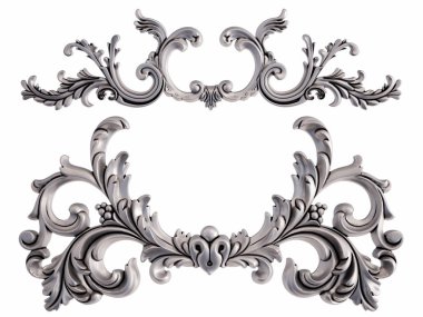 Beyaz bir arka plan üzerinde krom süsleme. İzole