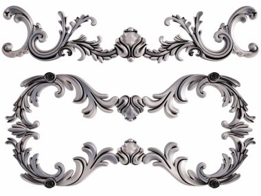 Beyaz bir arka plan üzerinde krom süsleme. İzole