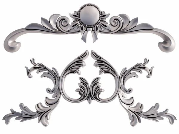 Ornamento cromato su sfondo bianco. Isolato — Foto Stock