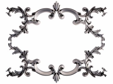 Beyaz bir arka plan üzerinde krom süsleme. İzole