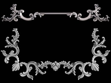 Siyah bir arka plan üzerinde krom süsleme. İzole