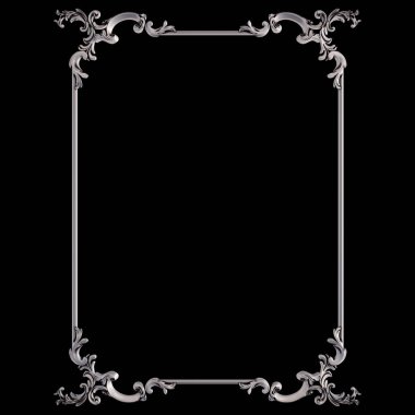 Siyah bir arka plan üzerinde krom süsleme. İzole