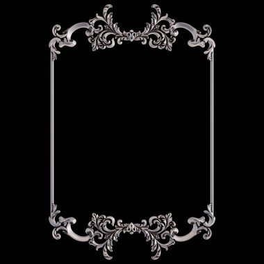 Siyah bir arka plan üzerinde krom süsleme. İzole