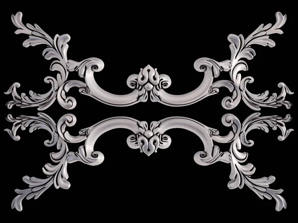 Ornamento cromato su sfondo nero. Isolato — Foto Stock