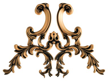 Beyaz bir arka plan üzerinde bronz süs. İzole