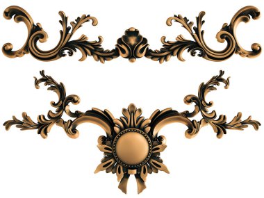 Beyaz bir arka plan üzerinde bronz süs. İzole