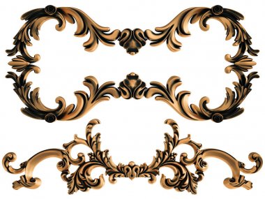 Beyaz bir arka plan üzerinde bronz süs. İzole