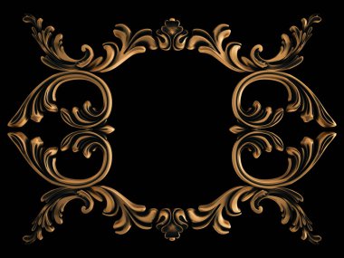 Bronz süs siyah bir arka plan. İzole