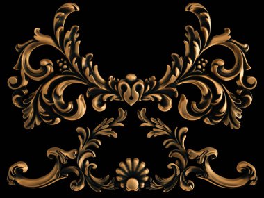 Bronz süs siyah bir arka plan. İzole