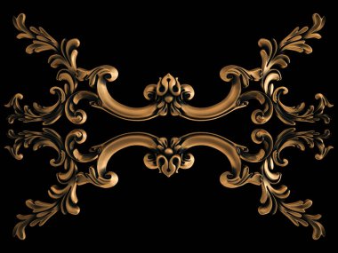 Bronz süs siyah bir arka plan. İzole