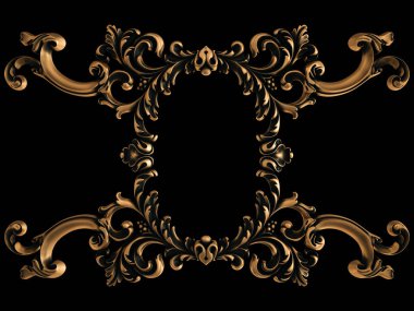 Bronz süs siyah bir arka plan. İzole