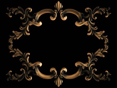 Bronz süs siyah bir arka plan. İzole