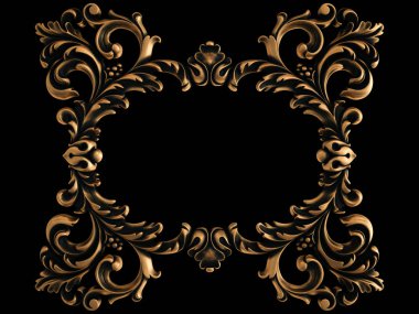 Bronz süs siyah bir arka plan. İzole