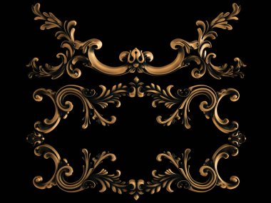 Bronz süs siyah bir arka plan. İzole