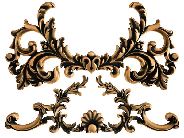 Ornamento in bronzo su sfondo bianco. Isolato — Foto Stock