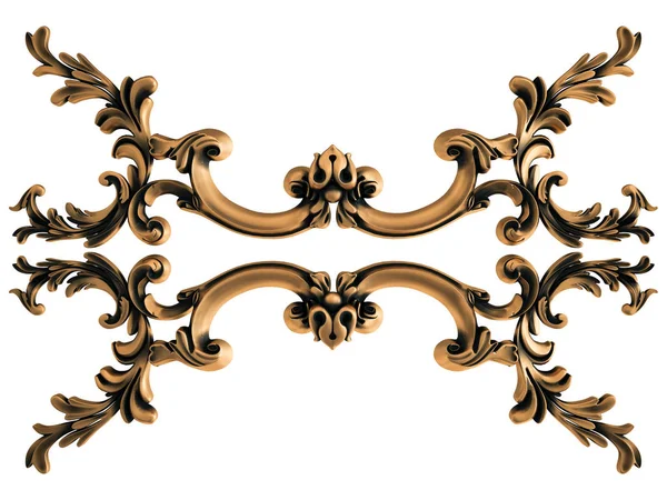 Ornamento de bronze em um fundo branco. Isolados — Fotografia de Stock