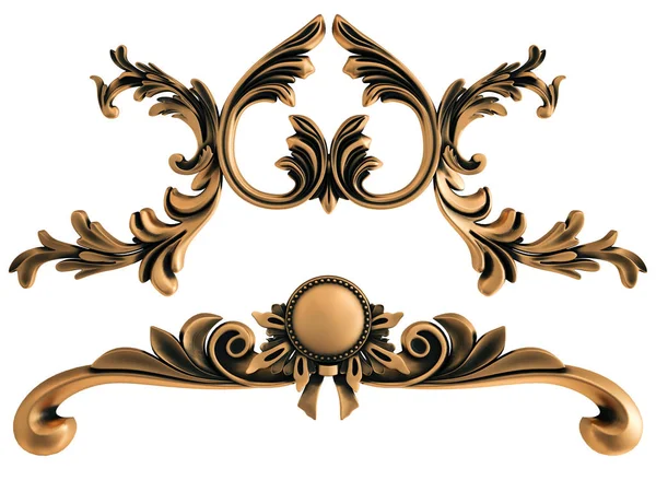 Ornamento in bronzo su sfondo bianco. Isolato — Foto Stock