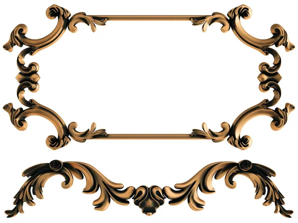 Ornamento de bronze em um fundo branco. Isolados — Fotografia de Stock