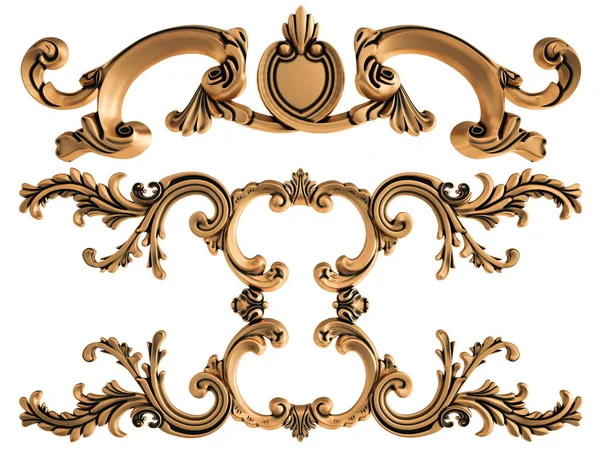 Ornamento in bronzo su sfondo bianco. Isolato — Foto Stock