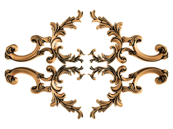 Ornamento de bronze em um fundo branco. Isolados — Fotografia de Stock