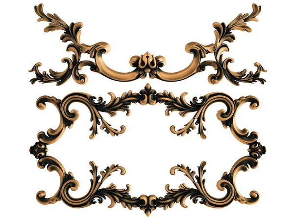 Bronzová ornament na bílém pozadí. Izolovaný — Stock fotografie
