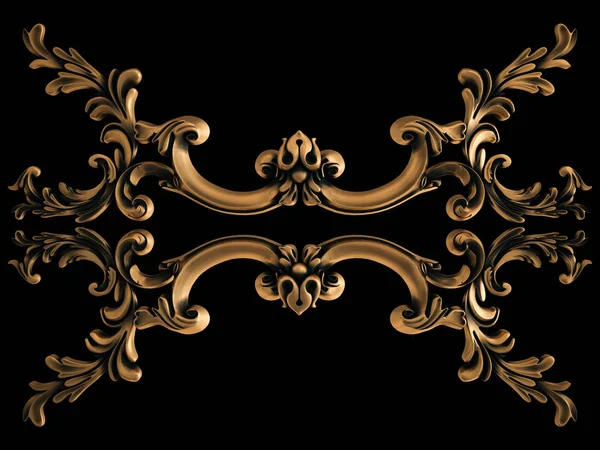 Ornamento in bronzo su sfondo nero. Isolato — Foto Stock