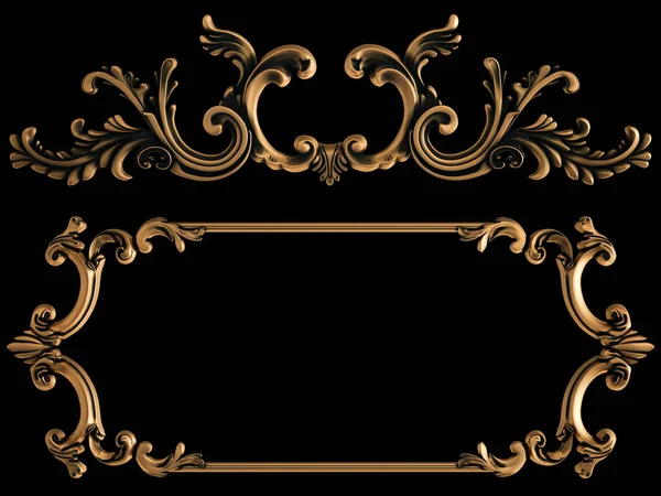 Ornamento in bronzo su sfondo nero. Isolato — Foto Stock