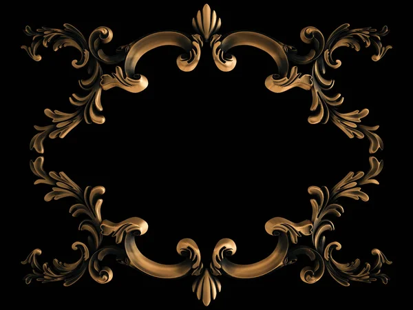 Ornamento in bronzo su sfondo nero. Isolato — Foto Stock