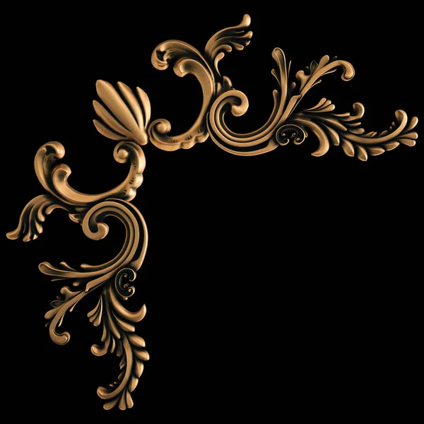 Ornamento in bronzo su sfondo nero. Isolato — Foto Stock