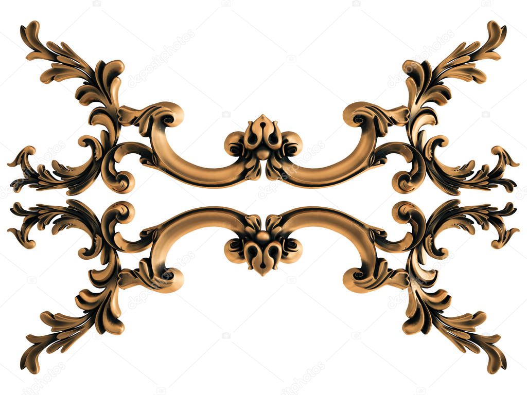 Bronze ornament on a white background. Isolated